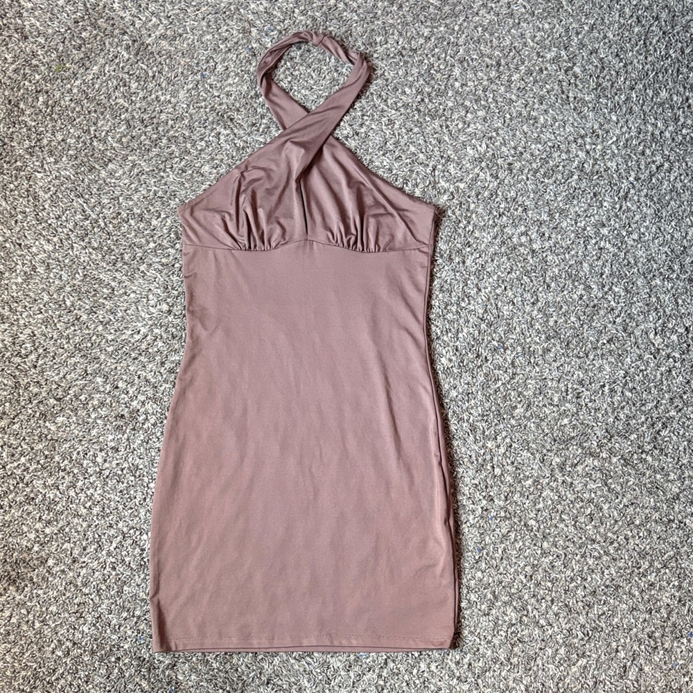 H&M Brown Halter Mini Dress